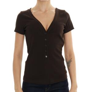 T-SHIRT A COSTINE MARRONE
